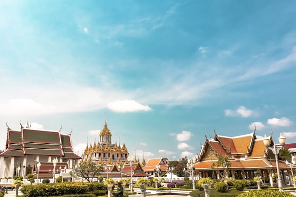 Bangkok temple and skyline