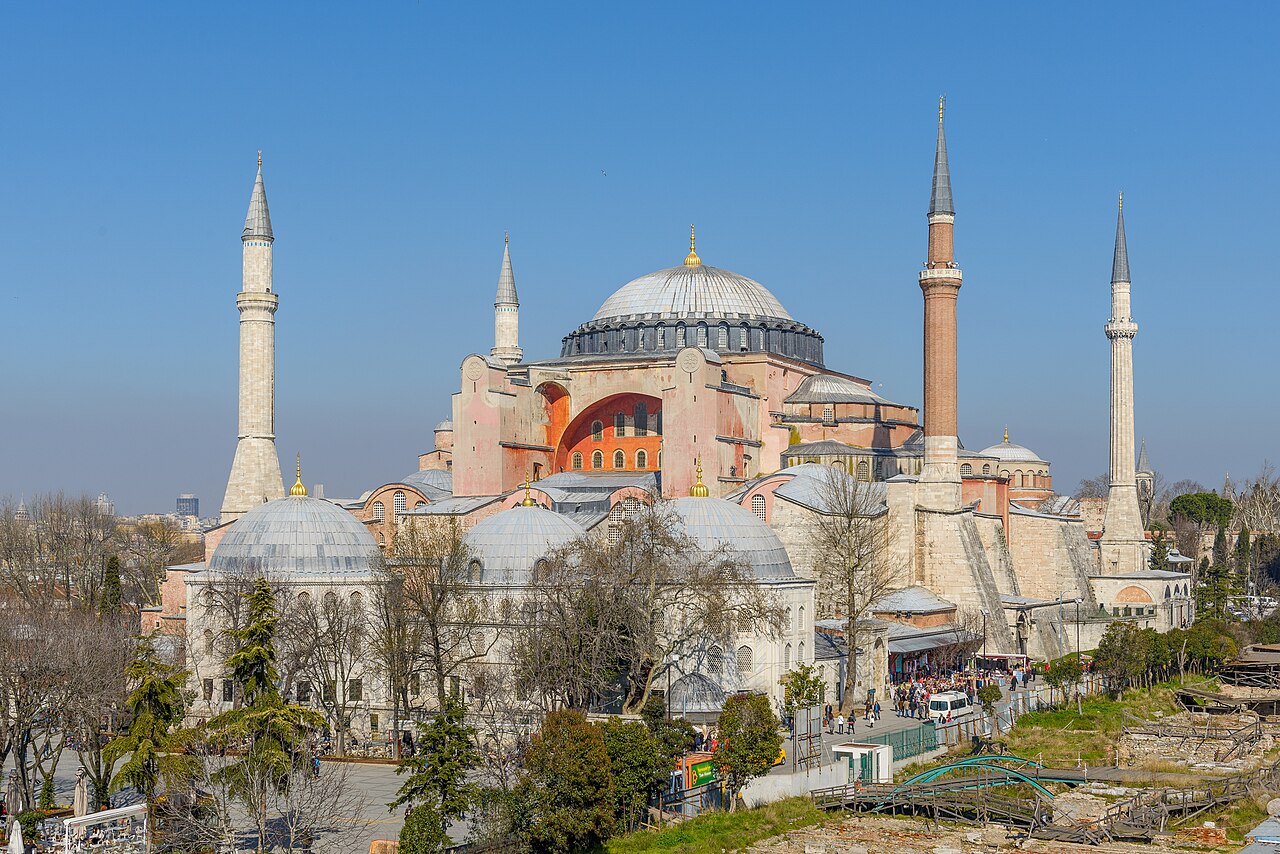 Istanbul city skyline Hagia Sophia Blue Mosque