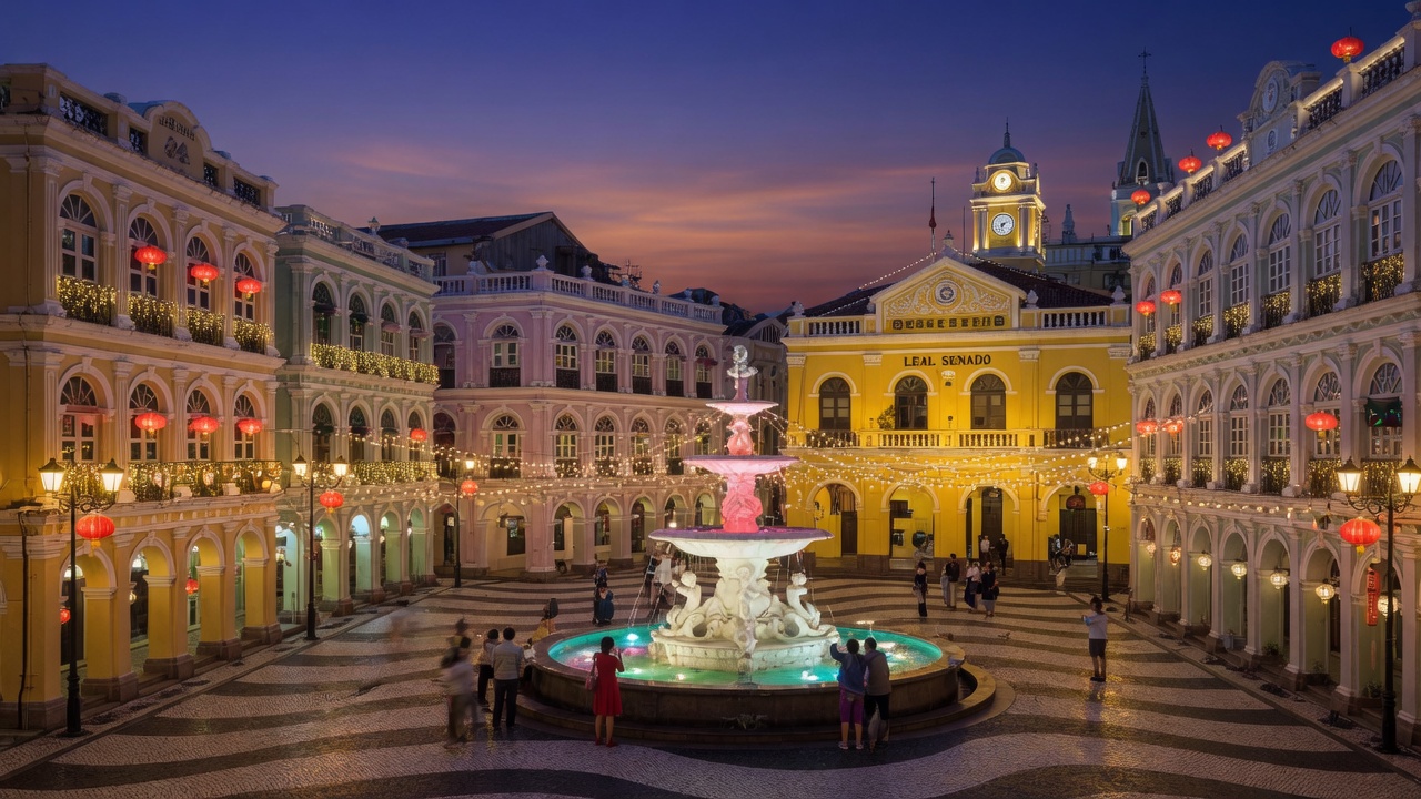 Macau Senado Square at night
