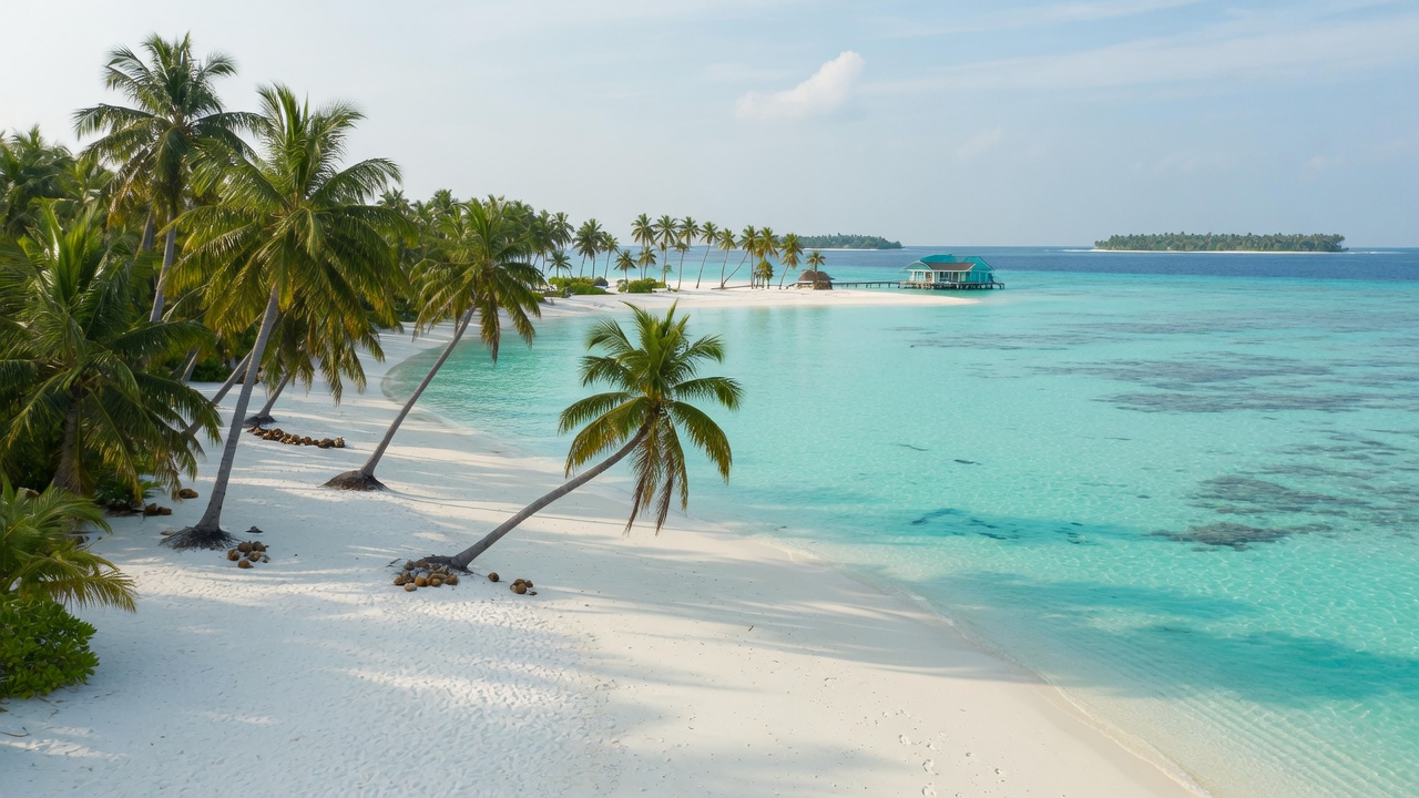 Maldives overwater villas and turquoise lagoon