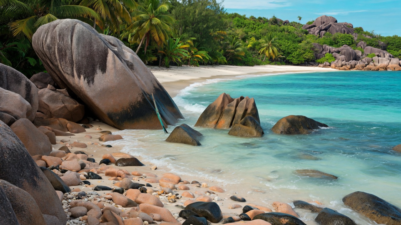 Seychelles beach and palms