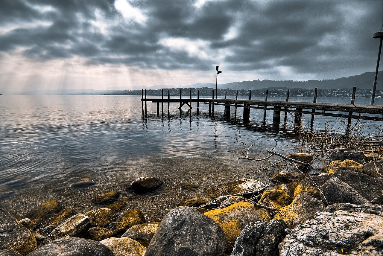 Zurich city Lake Zurich Grossmuenster old town